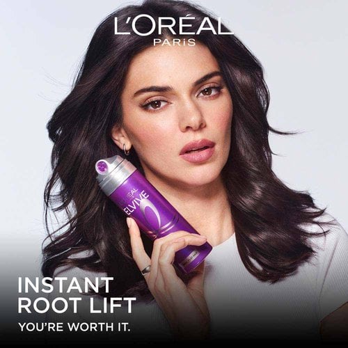 Kendall Jenner showcasing voluminous hair lift from the Collagen Lifter Volume Spray - instant root lift.