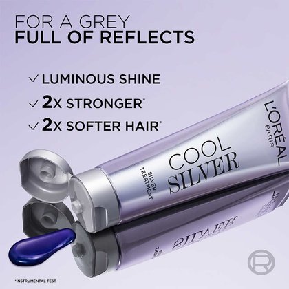 Cool Silver Enhancing Silver Treatment increases shine and makes grey hair up to two times stronger and softer