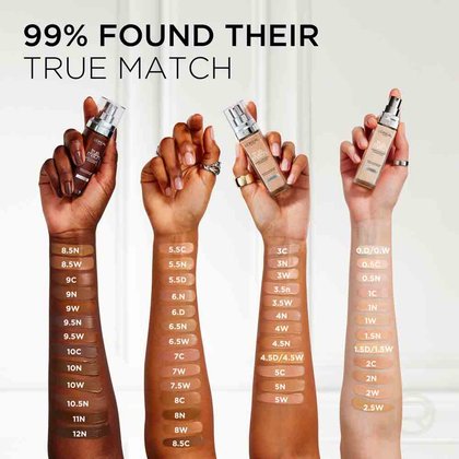True Match Liquid Foundation shade range