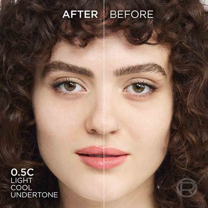 True Match liquid foundation 0.5C light cool undertone - Before After