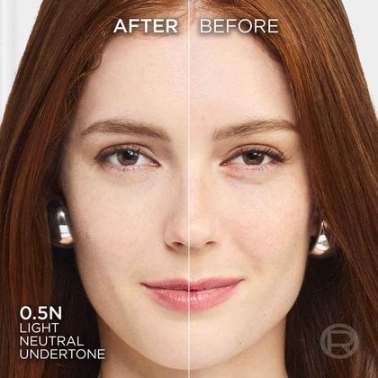 True Match liquid foundation 0.5N light neutral undertone - Before After