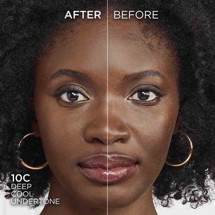 True Match liquid foundation 10C deep cool undertone - Before After