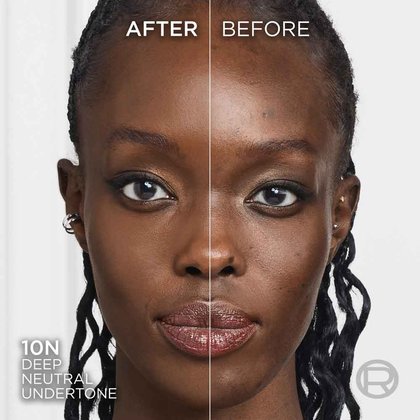 True Match liquid foundation 10N deep neutral undertone - Before After