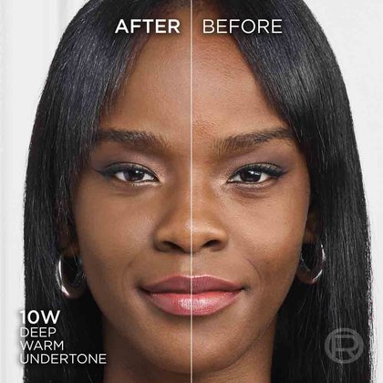 True Match liquid foundation 10W deep warm undertone - Before After
