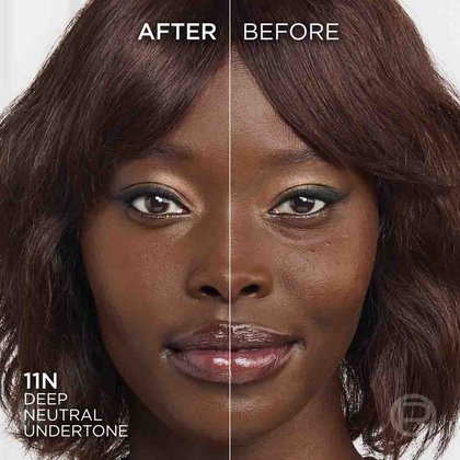 True Match liquid foundation 11N deep neutral undertone - Before After