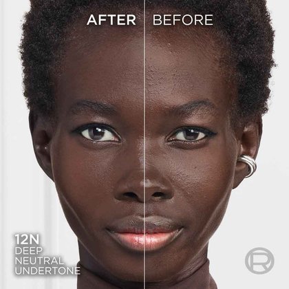 True Match liquid foundation 12N deep neutral undertone - Before After