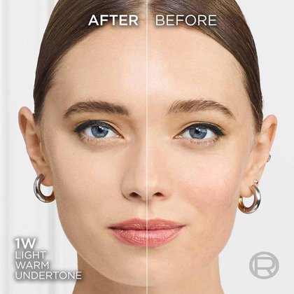 True Match liquid foundation 1W light warm undertone - Before After