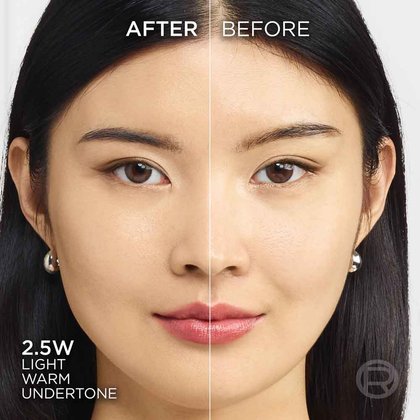 True Match liquid foundation 2.5W light warm undertone - Before After