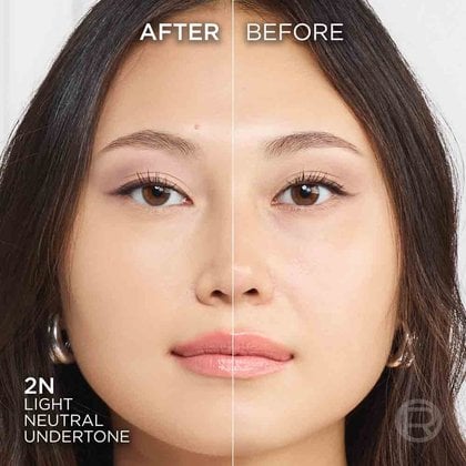 True Match liquid foundation 2N light neutral undertone - Before After
