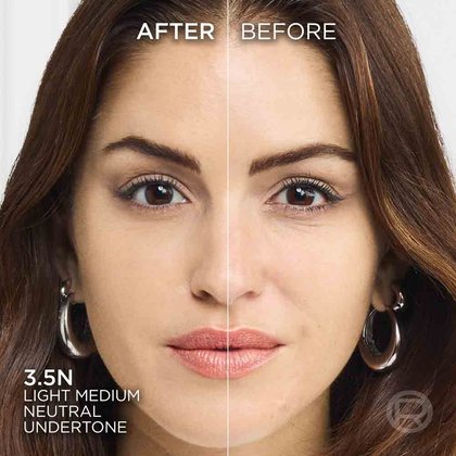 True Match liquid foundation 3.5N light medium neutral undertone - Before After