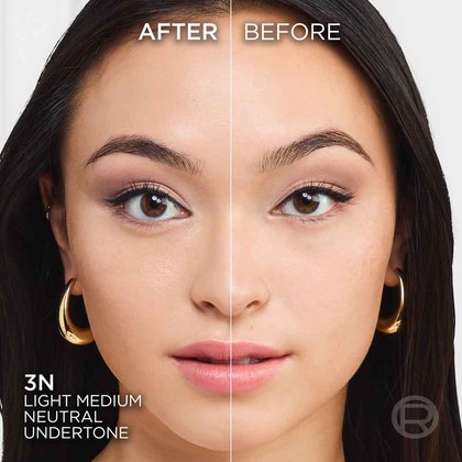 True Match liquid foundation 3N light medium neutral undertone - Before After