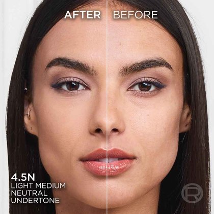 True Match liquid foundation 4.5N light medium neutral undertone - Before After