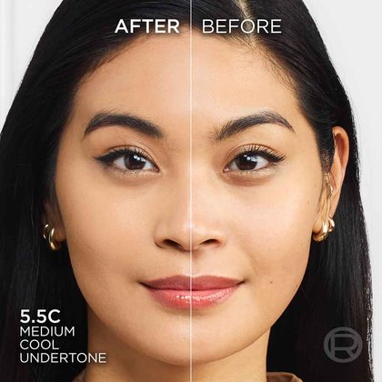 True Match liquid foundation 5.5C medium cool undertone - Before After