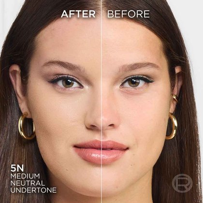 True Match liquid foundation 5N medium neutral undertone - Before After