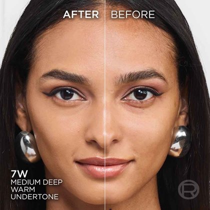 True Match liquid foundation 7W medium deep warm undertone - Before After