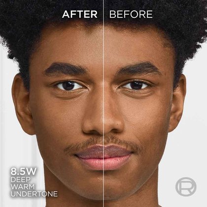 True Match liquid foundation 8.5W deep warm undertone - Before After