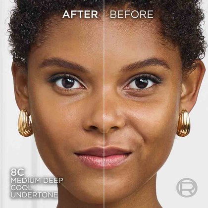 True Match liquid foundation 8C medium deep cool undertone - Before After