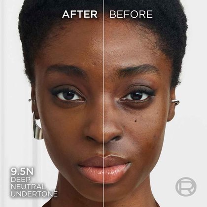 True Match liquid foundation 9.5N deep neutral undertone - Before After