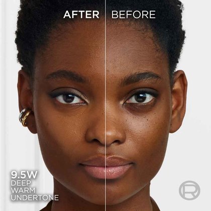 True Match liquid foundation 9.5W deep warm undertone - Before After