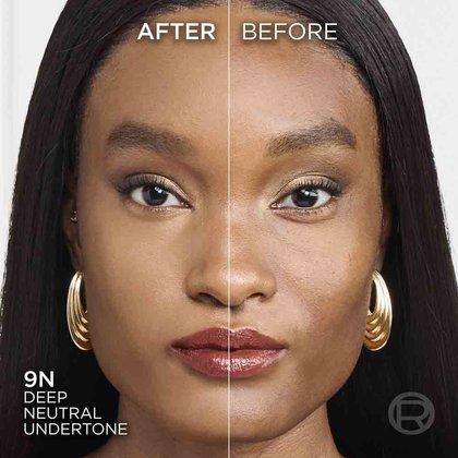 True Match liquid foundation 9N deep neutral undertone - Before After