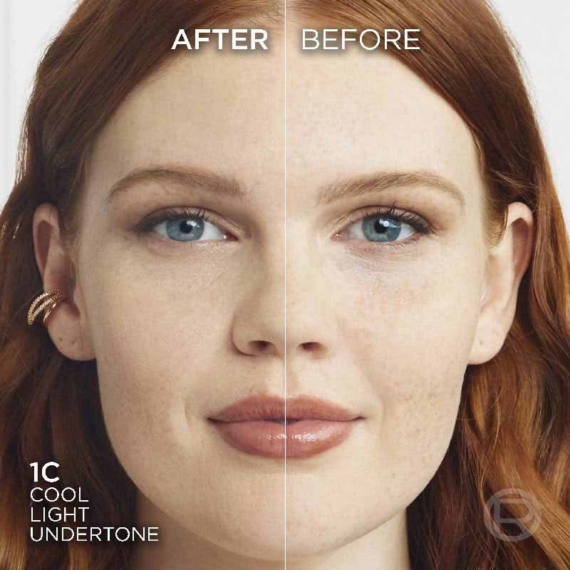 True match cream powder 1C rose ivory before and after