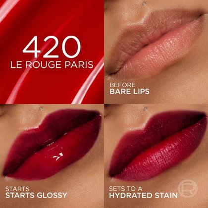 Hyaluron Tint Lip Stain Serum shade 420 le rough paris - glossy colour with application