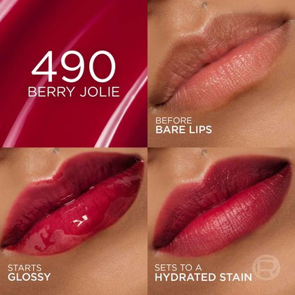 Hyaluron Tint Lip Stain Serum shade 490 berry jolie - glossy colour with application