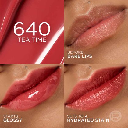 Hyaluron Tint Lip Stain Serum shade 640 tea time - glossy colour with application