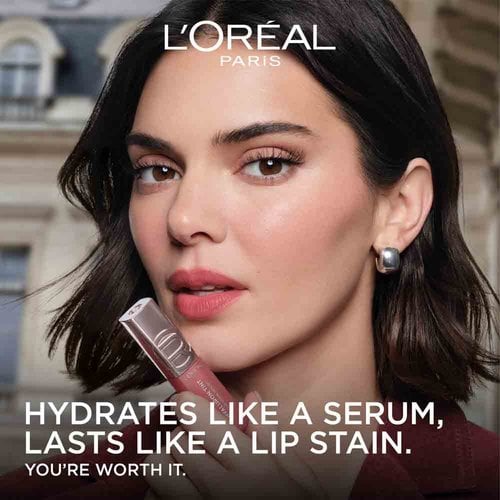 Kendall Jenner wearing Hyaluron Tint Lip Stain Serum: hydrates like a serum, lasts like a lip stain