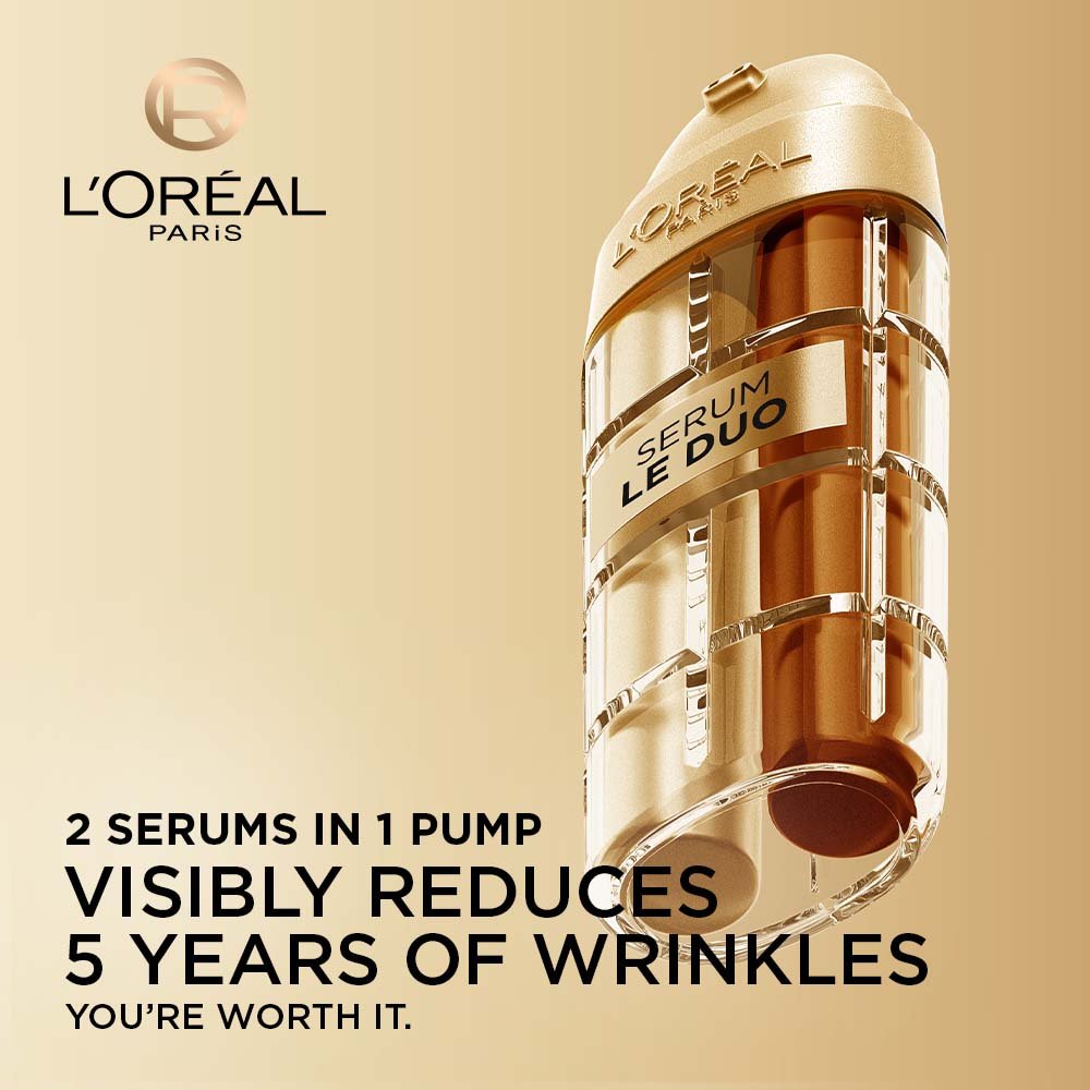 2 serums in 1 pump: visibly reduces 5 years of wrinkles