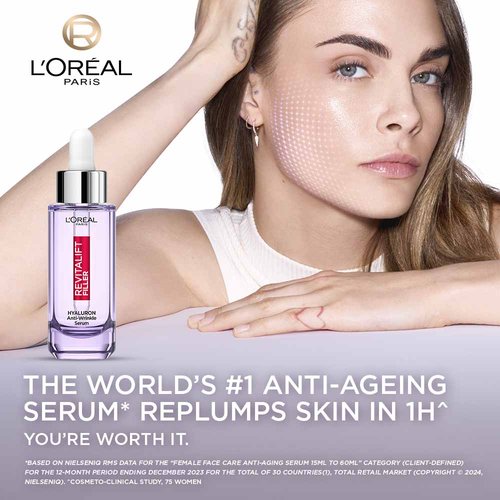 The world's no.1 anti-ageing serum* replumps the skin in 1hr^