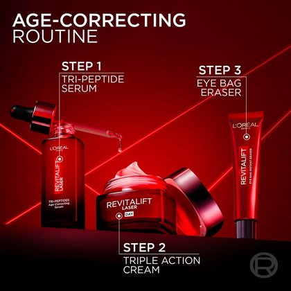 Revitalift Anti-Ageing Routine: Tri-Peptide Serum, Triple Action Cream & Instant Eye Bag Eraser Cream